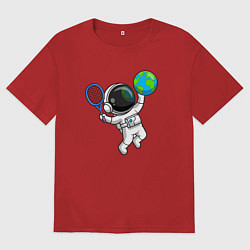 Футболка оверсайз мужская Космический теннис, цвет: красный