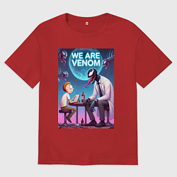 Футболка оверсайз мужская Беседа Морти с Риком-Веномом - нейроарт фантазия, цвет: красный