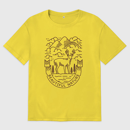 Мужская футболка оверсайз Дикий и свободный олень / Желтый – фото 1