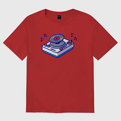 Футболка оверсайз мужская Музыкальный виниловый проигрыватель, цвет: красный