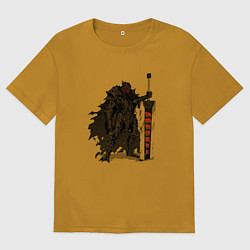 Футболка оверсайз мужская Черный мечник, цвет: горчичный