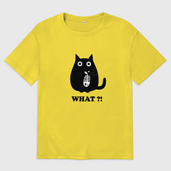 Футболка оверсайз мужская Кот и скелет рыбы, цвет: желтый