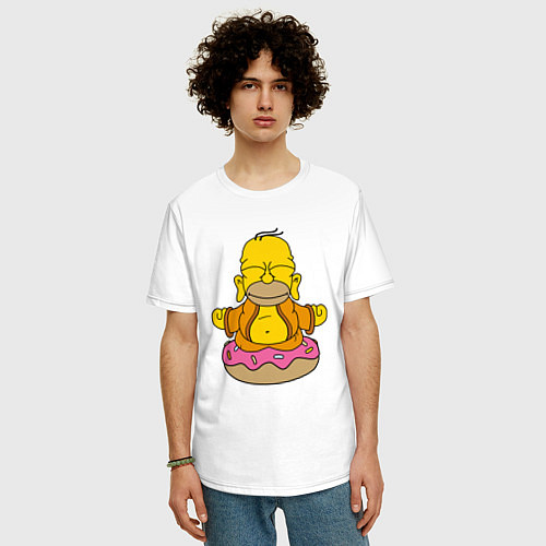 Мужская футболка оверсайз Homer yoga / Белый – фото 3