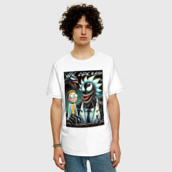 Футболка оверсайз мужская Morty and Rick - meme we are Venom, цвет: белый — фото 2