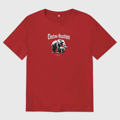 Мужская футболка оверсайз Слоновья забота / Красный – фото 1