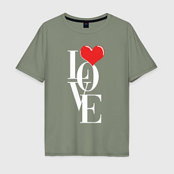 Футболка оверсайз мужская Love - big heart, цвет: авокадо