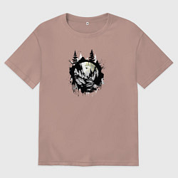 Футболка оверсайз мужская Прыжок через медведя, цвет: пыльно-розовый