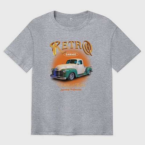 Мужская футболка оверсайз Ретро гараж и автомобиль Chevrolet Thriftmaster / Меланж – фото 1