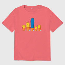 Футболка оверсайз мужская Симпсоны кактусы, цвет: коралловый