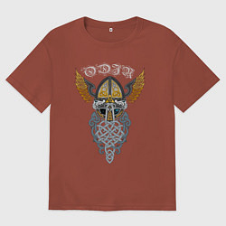 Футболка оверсайз мужская Один в виде символики, цвет: кирпичный