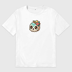 Футболка оверсайз мужская Череп в сомбреро, цвет: белый