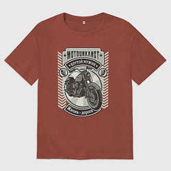 Футболка оверсайз мужская Мотоцикл монохромный: Мотоциклист, цвет: кирпичный