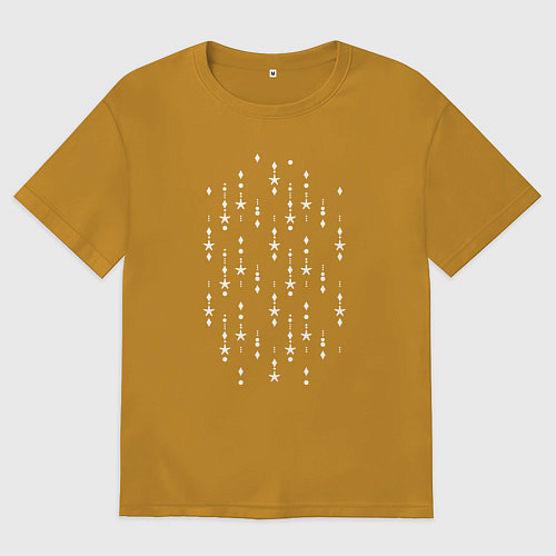 Мужская футболка оверсайз Паттерн цепочки звёздочки белые / Горчичный – фото 1