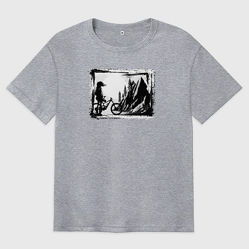 Мужская футболка оверсайз Велосипедные туры в горы / Меланж – фото 1