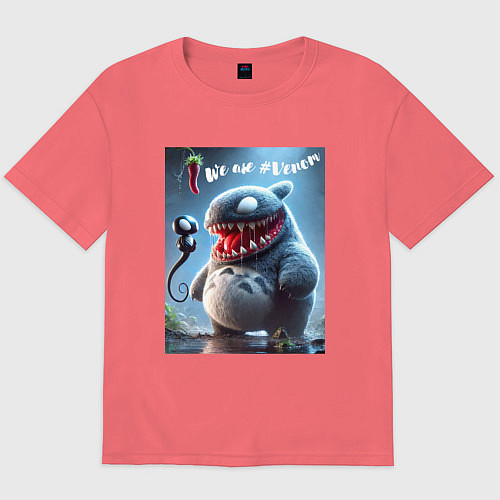 Мужская футболка оверсайз Ventotoro - we are Venom meme / Коралловый – фото 1