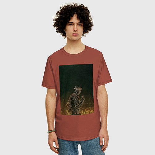 Мужская футболка оверсайз Dark souls рыцарь / Кирпичный – фото 3