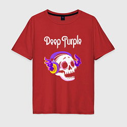 Футболка оверсайз мужская Deep Purple - неоновый череп, цвет: красный