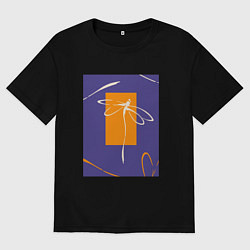 Футболка оверсайз мужская Силуэт стрекозы-коллаж, цвет: черный