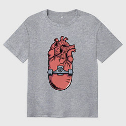 Футболка оверсайз мужская Скейт в сердце, цвет: меланж