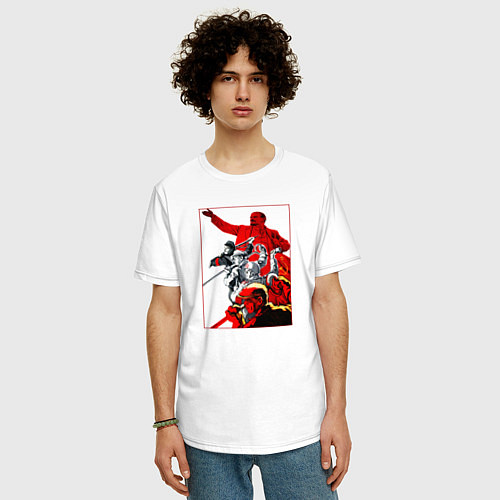 Мужская футболка оверсайз Ленин и народ / Белый – фото 3