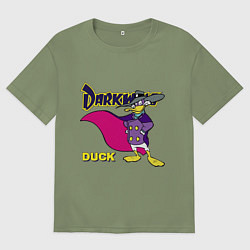 Футболка оверсайз мужская Чёрный плащ - Кряк Лапчатый, цвет: авокадо
