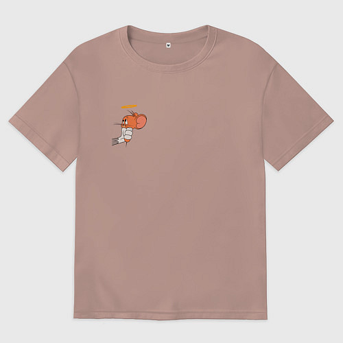 Мужская футболка оверсайз Джерри ангел мышка для пар / Пыльно-розовый – фото 1