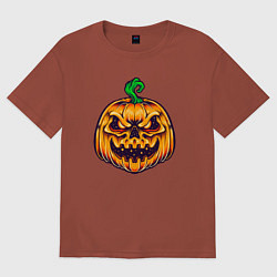 Футболка оверсайз мужская Halloween pumpkin, цвет: кирпичный