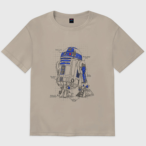 Мужская футболка оверсайз R2-D2 / Миндальный – фото 1