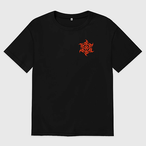 Мужская футболка оверсайз Символ Даждьбог летний / Черный – фото 1