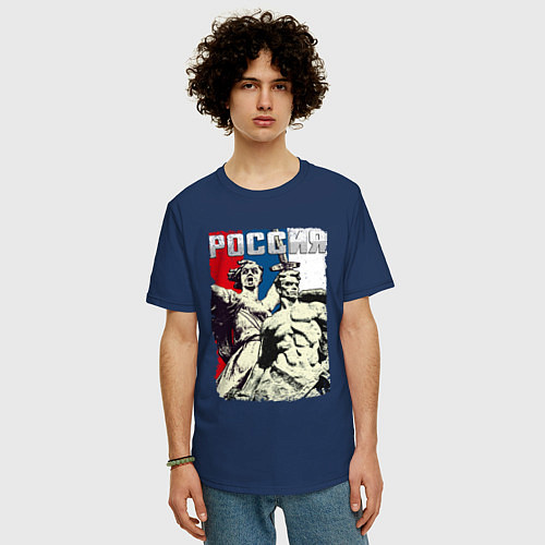 Мужская футболка оверсайз Родина / Тёмно-синий – фото 3