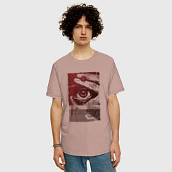 Футболка оверсайз мужская Глаз с пальцами, цвет: пыльно-розовый — фото 2