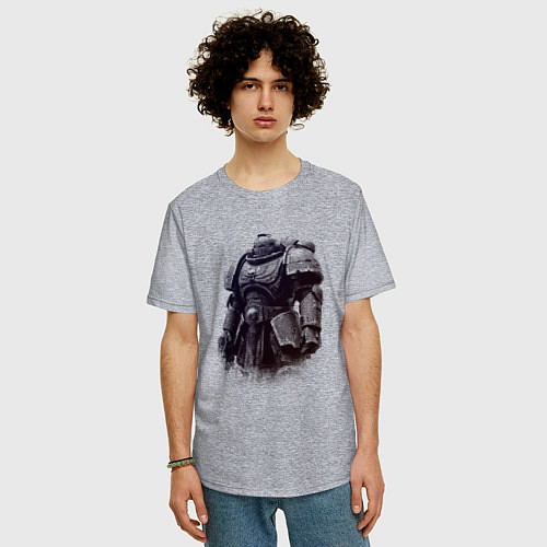 Мужская футболка оверсайз Космодесантник после битвы / Меланж – фото 3