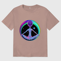 Футболка оверсайз мужская Alien Peace, цвет: пыльно-розовый
