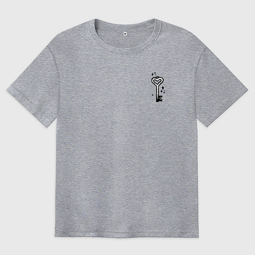Мужская футболка оверсайз Ключик от сердца / Меланж – фото 1