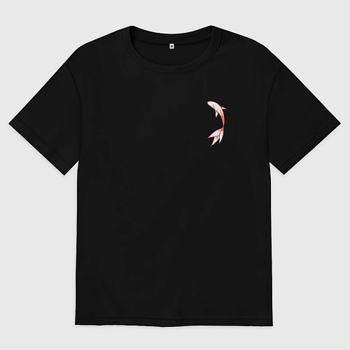 Мужская футболка оверсайз Красная рыбка - couple cloth / Черный – фото 1