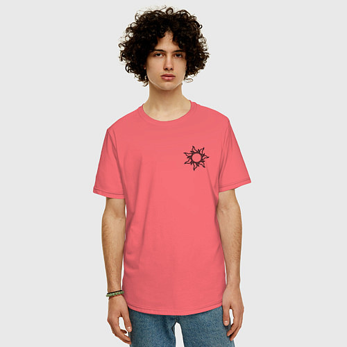 Мужская футболка оверсайз Мое солнце - из парного набора / Коралловый – фото 3
