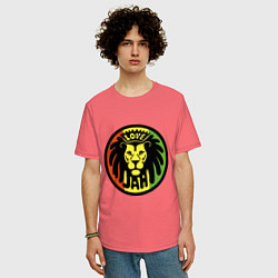 Футболка оверсайз мужская Jamaica rasta lion, цвет: коралловый — фото 2