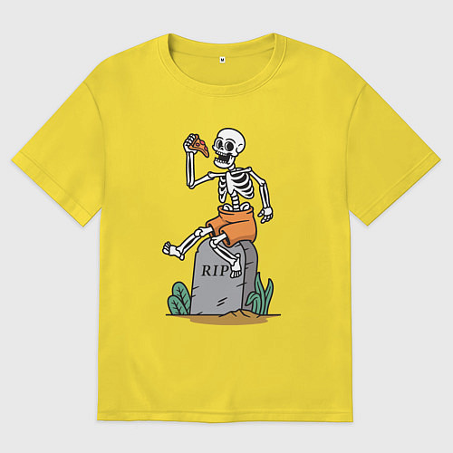 Мужская футболка оверсайз Обед на кладбище / Желтый – фото 1