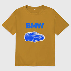 Футболка оверсайз мужская Blue bmw, цвет: горчичный