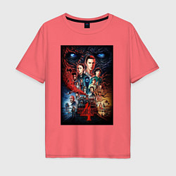 Футболка оверсайз мужская Stranger Things 4, цвет: коралловый