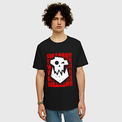 Футболка оверсайз мужская Waaagh warhammer - белый, цвет: черный — фото 2