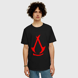 Футболка оверсайз мужская Assassins creed - shadows logotype, цвет: черный — фото 2