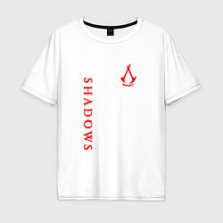 Футболка оверсайз мужская Assassins creed - shadows red, цвет: белый