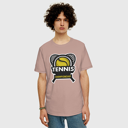 Мужская футболка оверсайз Tennis championship / Пыльно-розовый – фото 3