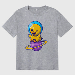 Футболка оверсайз мужская Утёнок на сатурне, цвет: меланж