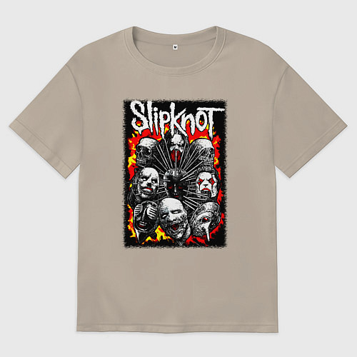 Мужская футболка оверсайз Слипкнот огненный / Миндальный – фото 1