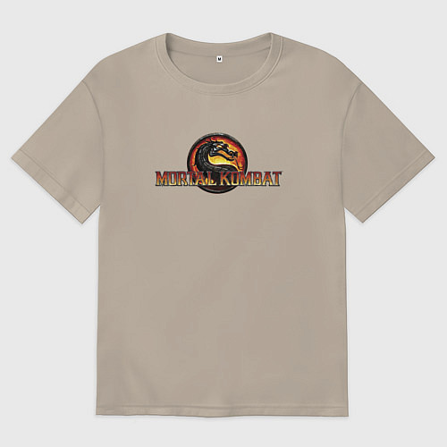 Мужская футболка оверсайз Лого Mortal Kombat / Миндальный – фото 1
