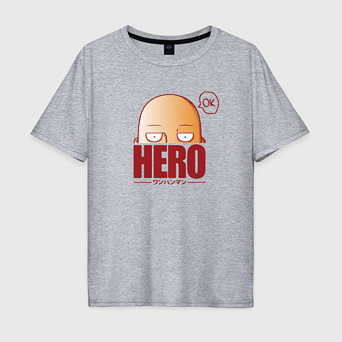Мужская футболка оверсайз Ванпанч герой hero / Меланж – фото 1