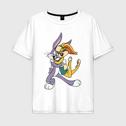Футболка оверсайз мужская Bugs Bunny - Lola Bunny, цвет: белый