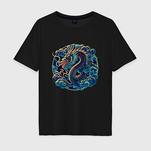 Мужская футболка оверсайз Dragon - irezumi art / Черный – фото 1